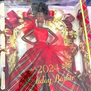 Barbie 2024 Holiday Doll in Red and Gold NEW